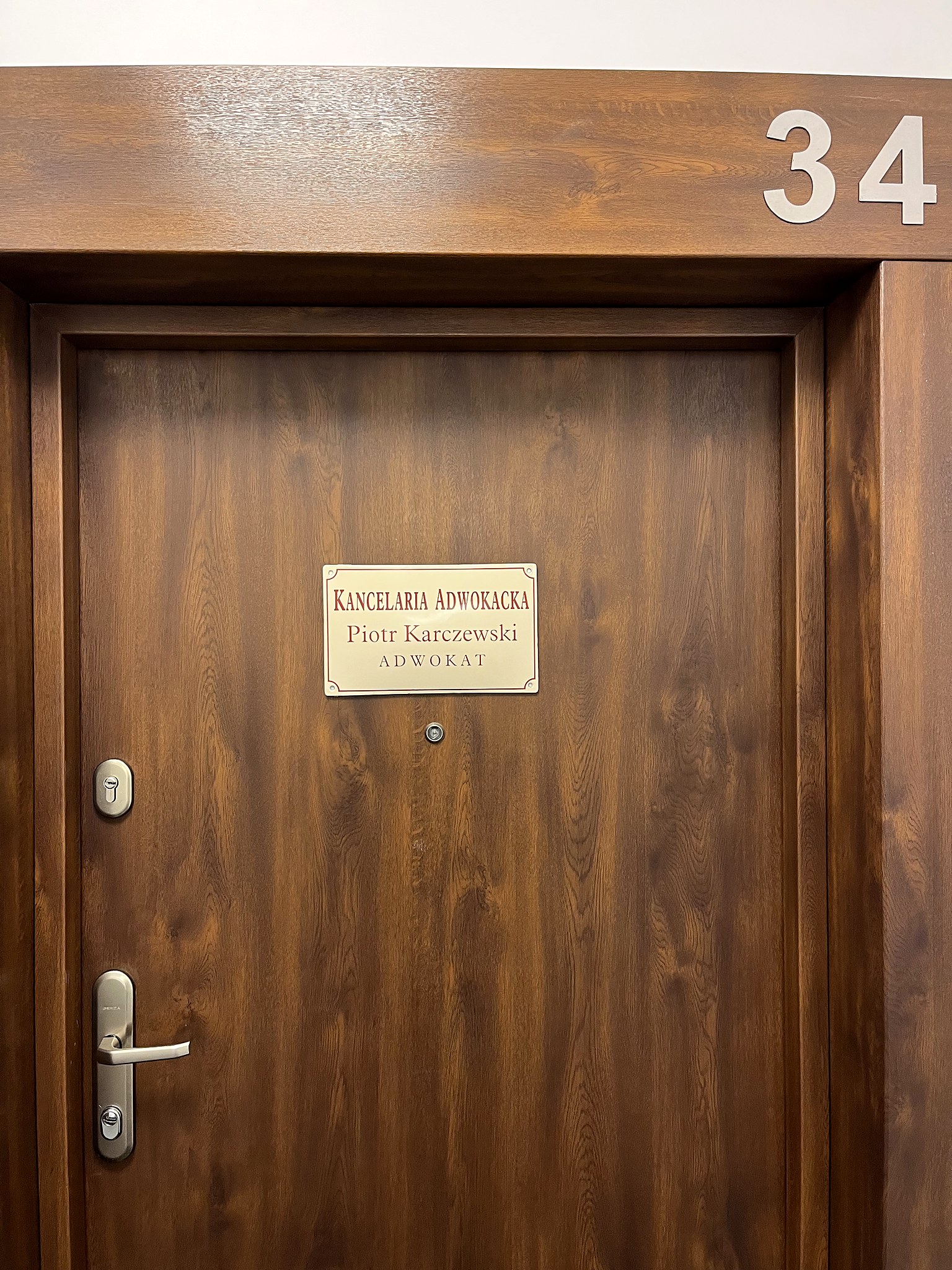 Drzwi kancelarii, lokal 34, ul. Jana Nowaka-Jeziorańskiego 12, Kancelaria Adwokacka LEX FORTE, Warszawa